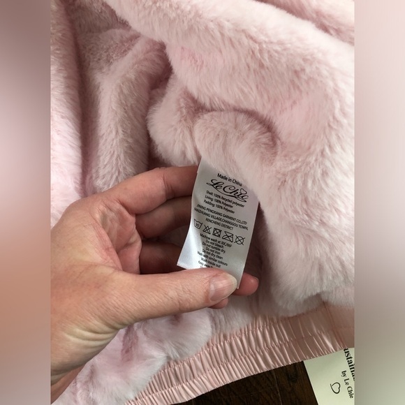 Le Chic Girls 3Y Pastel Pink Hooded Floral Faux Pearl Puffer Jacket w/Fur - NWT! - Picture 7 of 10